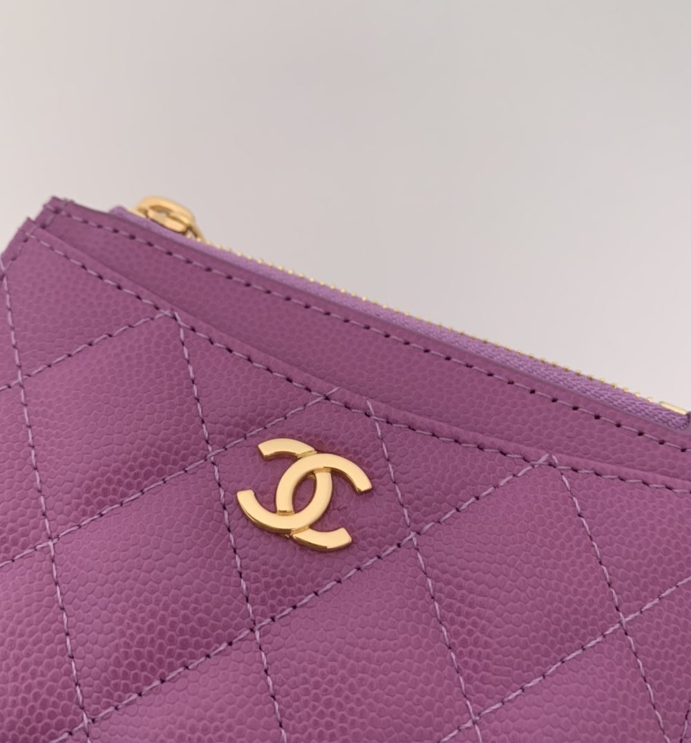 1:1 Replica Chanel Flat Card Holder Purple Bag For Women 11.5cm/4.5in