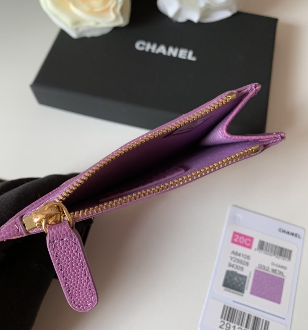 1:1 Replica Chanel Flat Card Holder Purple Bag For Women 11.5cm/4.5in