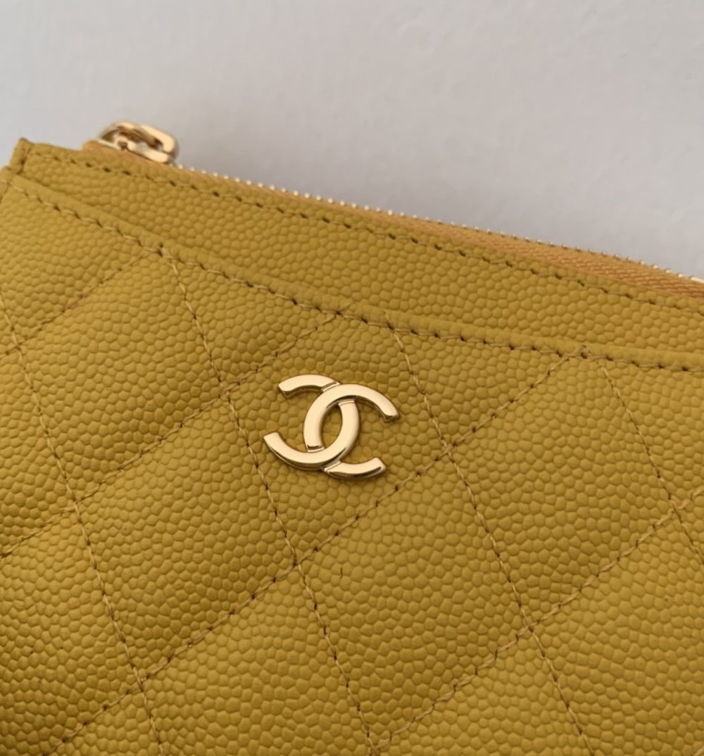 1:1 Replica Chanel Flat Card Holder Yellow Bag For Women 11.5cm/4.5in