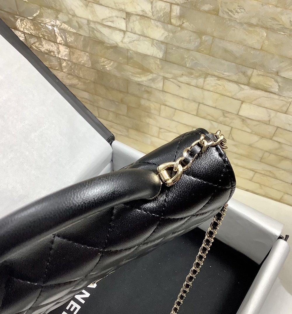 [REP 1:1] Chanel Hand-Held Oblique Cross Bag Black For Women, Women's Bags 6.7in/19cm