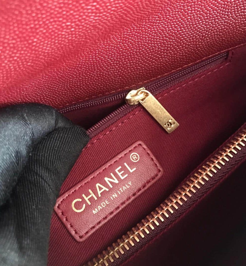 [REP 1:1] Chanel Handbag With Top Handle Dark Red For Women 11in/28cm