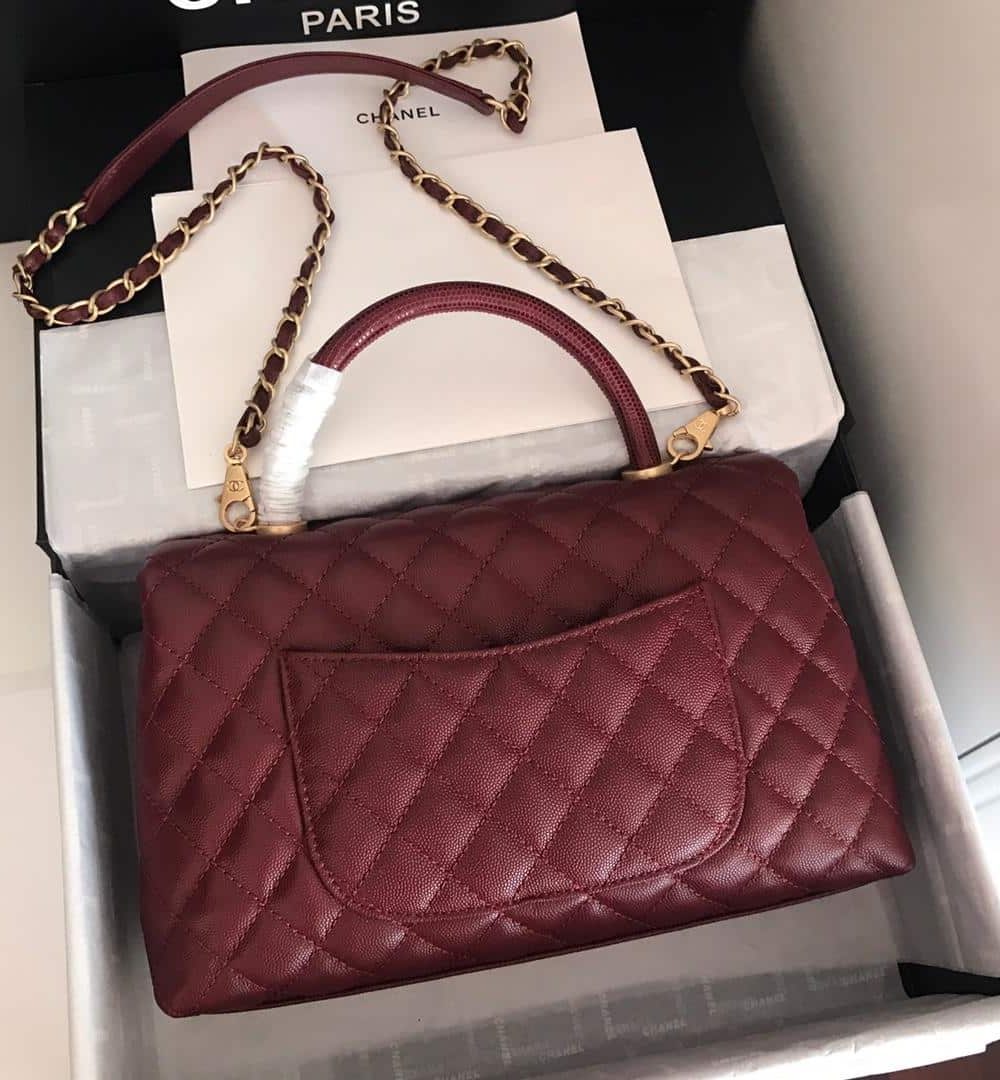 [REP 1:1] Chanel Handbag With Top Handle Dark Red For Women 11in/28cm