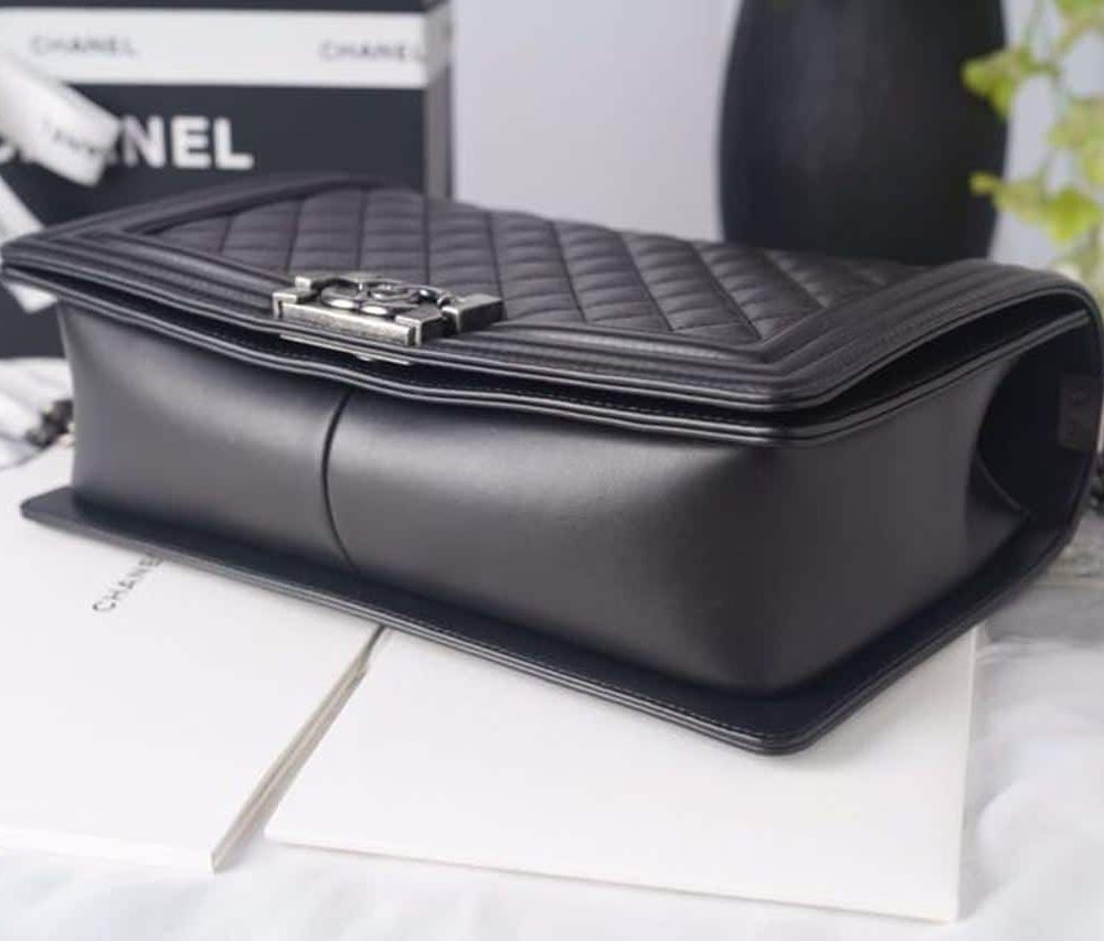 [REP 1:1] Chanel LeBoy Bag 28cm Lambskin Leather Antique Silver Hardware Spring/Summer Collection, Black