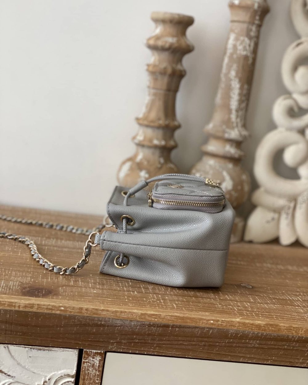 [REP 1:1] Chanel Mini Bucket Bag With Strap Gray For Women, Women's Bags 4.9in/12.5cm