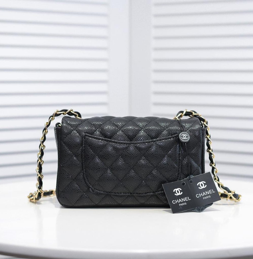 [REP 1:1] Chanel Mini Flap Bag Black For Women 7.8in/20cm A69900