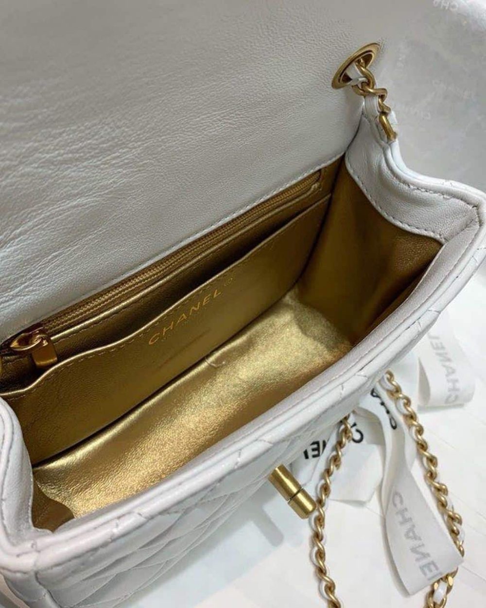 [REP 1:1] Chanel Mini Flap Bag With CC Ball On Strap White For Women, Women's Handbags, Shoulder And Crossbody Bags 6.7in/17cm AS1786