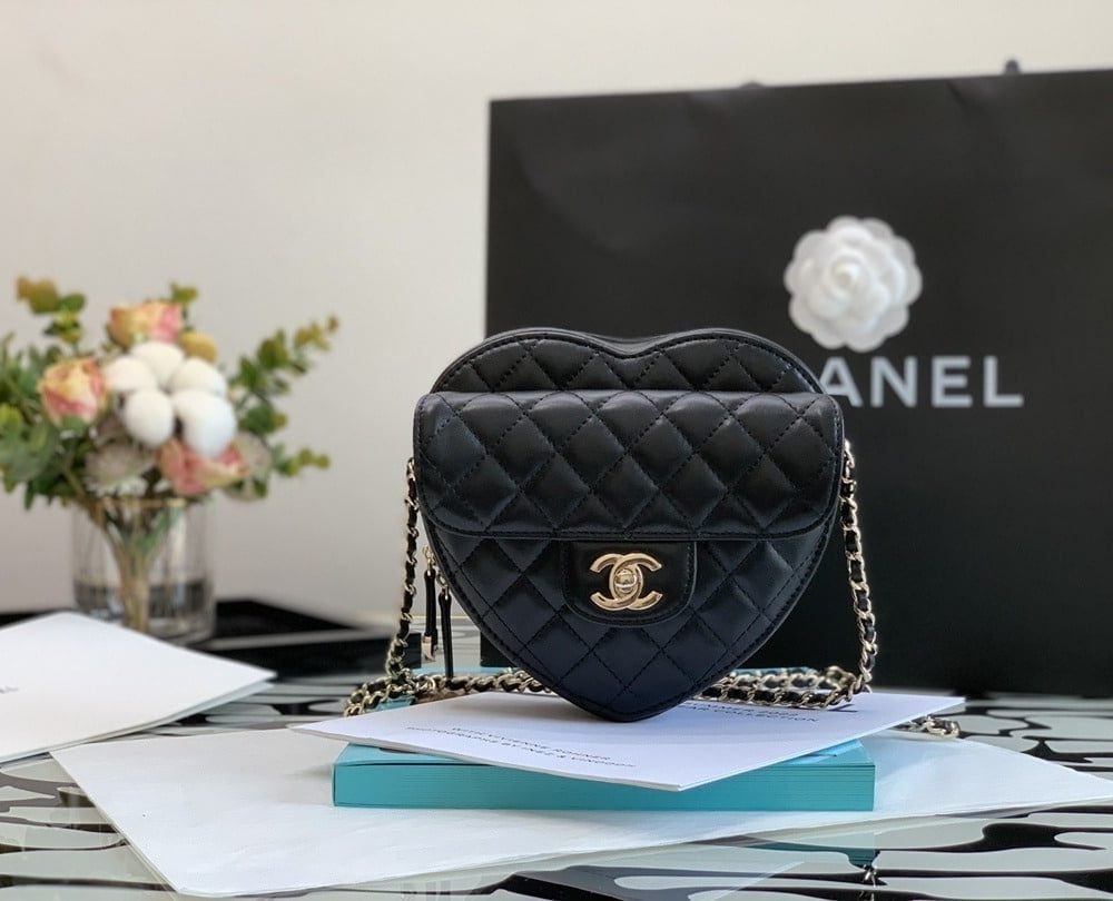 [REP 1:1] Chanel Mini Heart Bag Black For Women 7in/18cm AS3191 B07958 94305