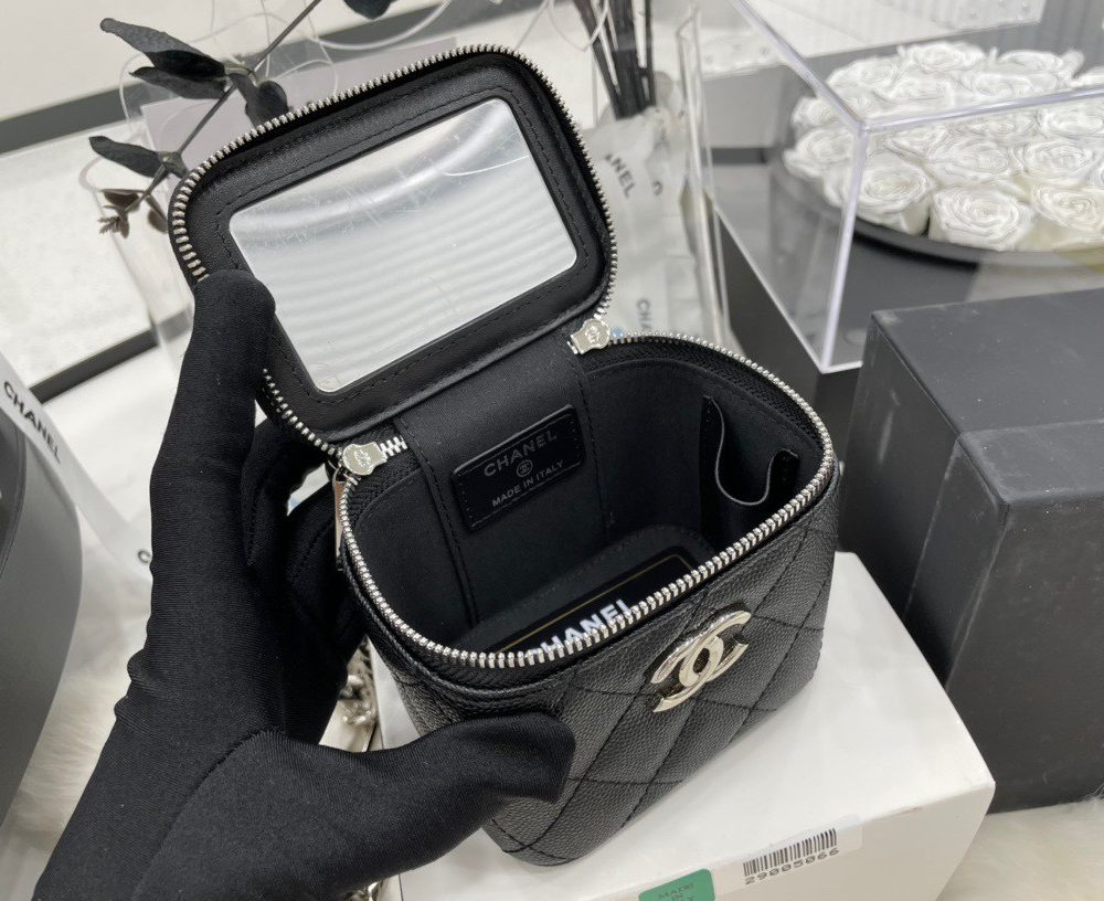 [REP 1:1] Chanel Mini Vanity Bag Black/White For Women 11cm / 4.3in