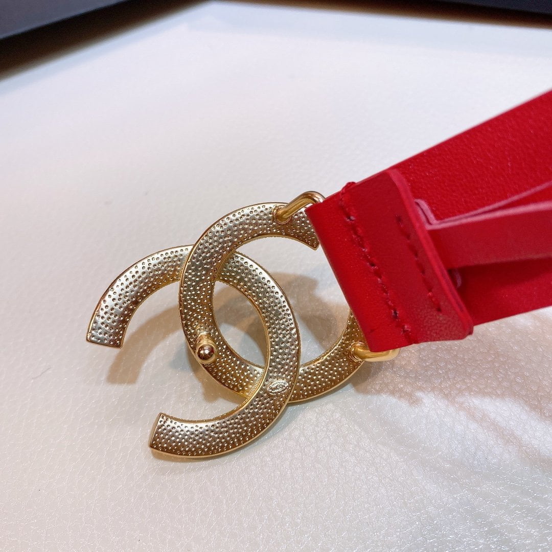 1:1 Replica Chanel Red Belt With Double C Buckle Gold-Toned and Strass Metal Women Belt - Image 5