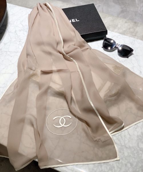 Chanel Silk Light Purple Shawl Scarf 180cm/71in 