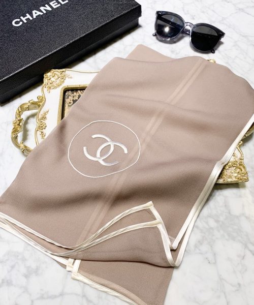 Chanel Silk Light Purple Shawl Scarf 180cm/71in