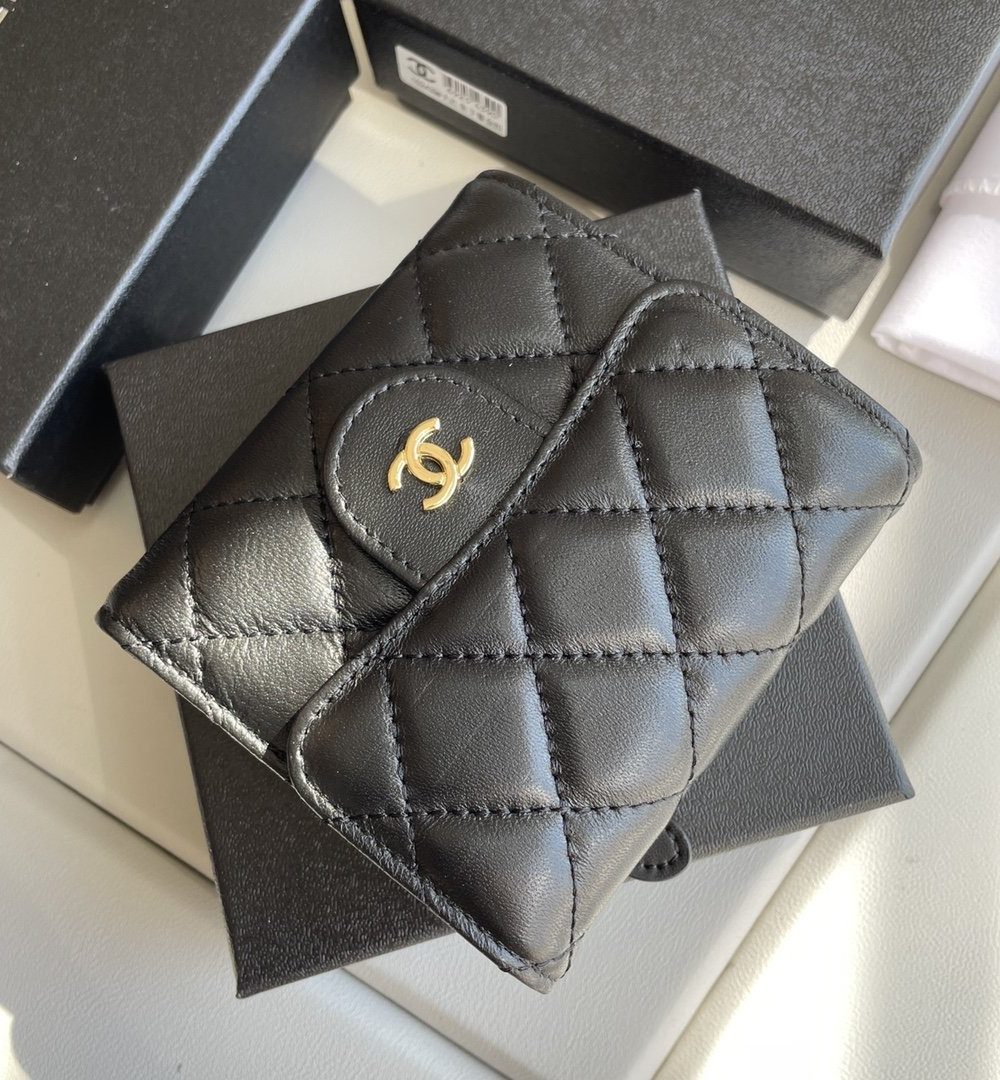 1:1 Replica Chanel Small Classic Flap Wallet Black Bag For Women 10.5cm/4.1in AP0231 Y01295 C3906