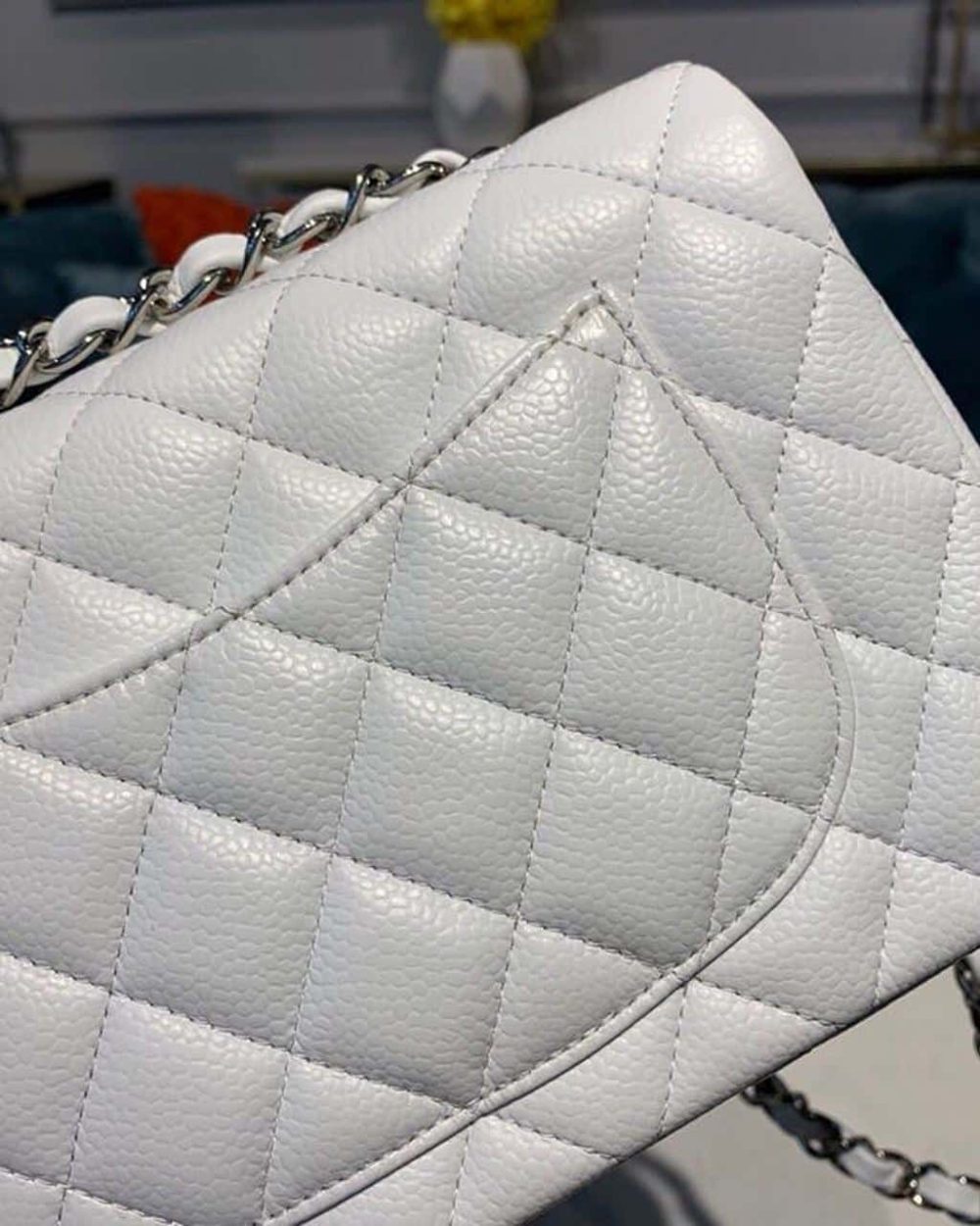 [REP 1:1] Chanel Small Classic Handbag Silver Hardware White For Women, Women's Bags, Shoulder And Crossbody Bags 7.8in/20cm A01113