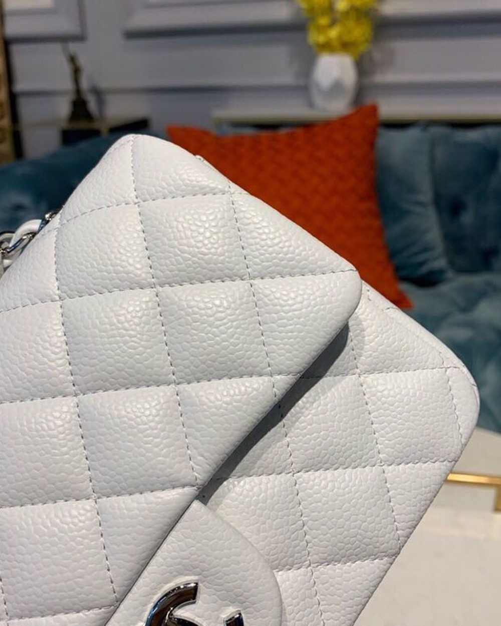 [REP 1:1] Chanel Small Classic Handbag Silver Hardware White For Women, Women's Bags, Shoulder And Crossbody Bags 7.8in/20cm A01113