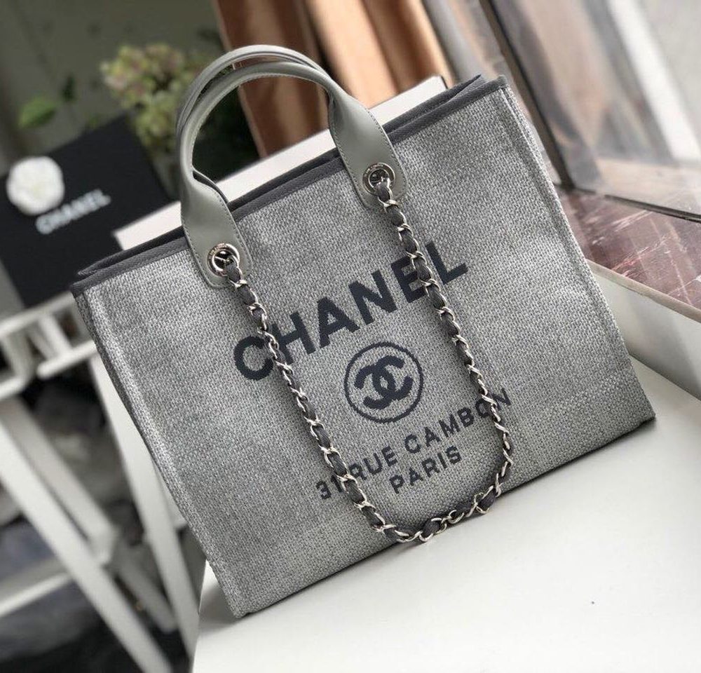 [REP 1:1] Chanel Small Shopping Bag Silver Hardware Grey For Women, Women's Handbags, Shoulder Bags 15.2in/39cm AS3257