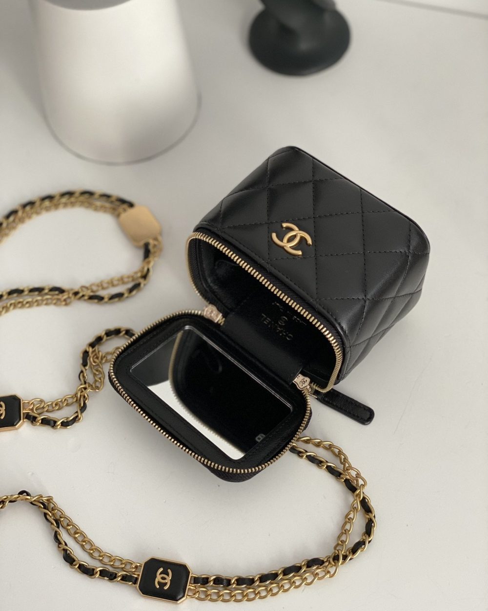 [REP 1:1] Chanel Small Vanity With Chain Black For Women, Women's Bags 4.3in/11cm