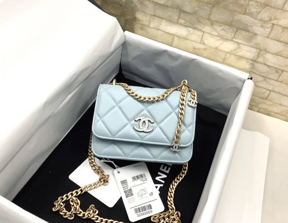 [REP 1:1] Chanel Spring And Summer 22C Turquoise For Women, Women's Bags 6.1in/15.5cm
