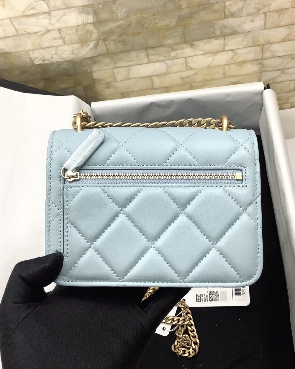 [REP 1:1] Chanel Spring And Summer 22C Turquoise For Women, Women's Bags 6.1in/15.5cm