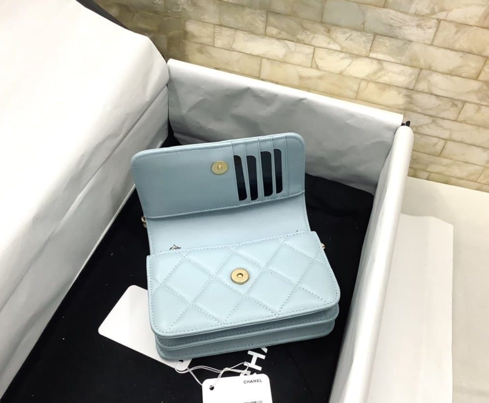 [REP 1:1] Chanel Spring And Summer 22C Turquoise For Women, Women's Bags 6.1in/15.5cm