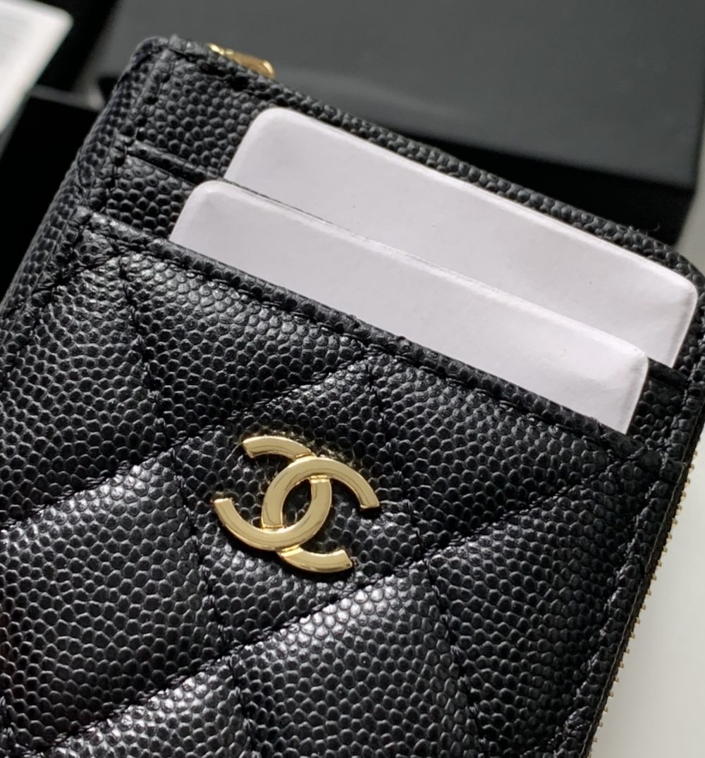 1:1 Replica Chanel Zipped Coin Purse Black Bag For Women 10.9cm/4.3in