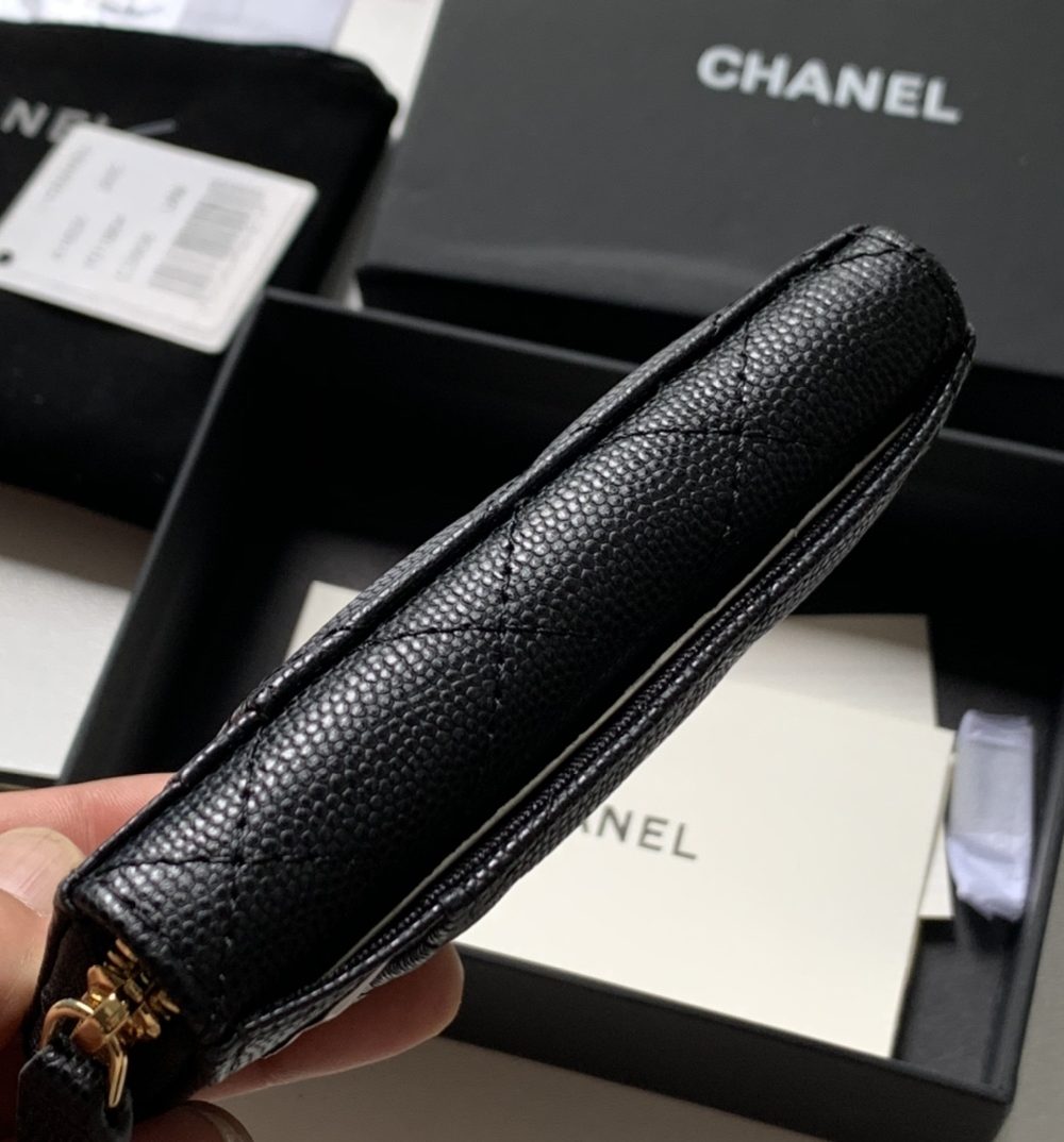 1:1 Replica Chanel Zipped Coin Purse Black Bag For Women 10.9cm/4.3in