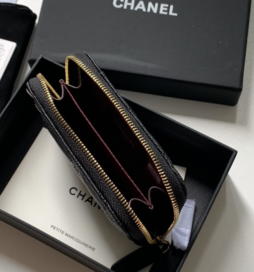 1:1 Replica Chanel Zipped Coin Purse Black Bag For Women 10.9cm/4.3in