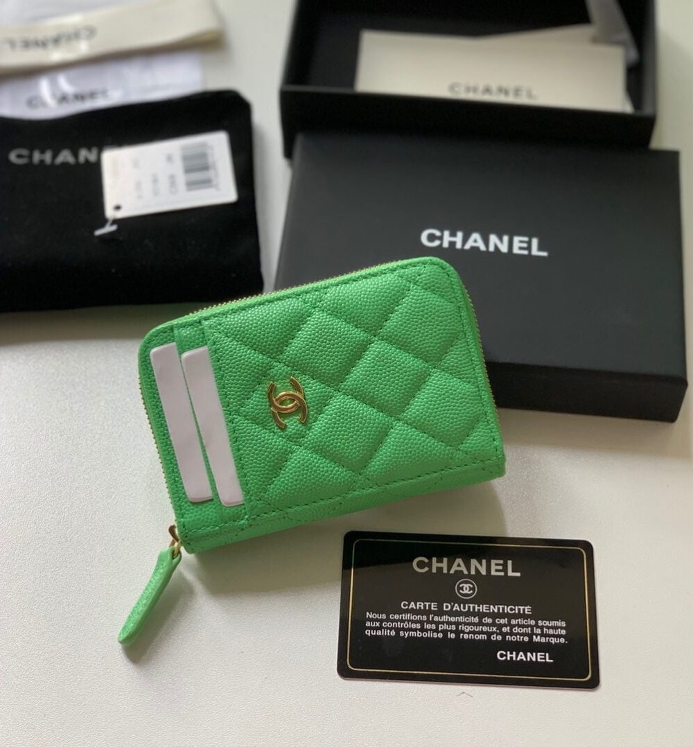 1:1 Replica Chanel Zipped Coin Purse Green Bag For Women 10.9cm/4.3in