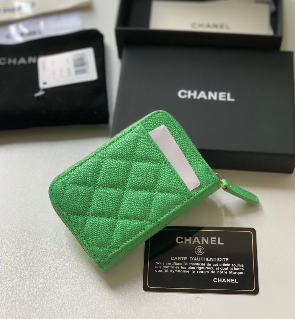 1:1 Replica Chanel Zipped Coin Purse Green Bag For Women 10.9cm/4.3in