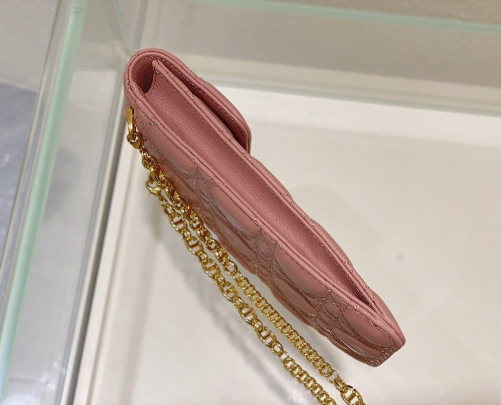 1:1 Replica Christian Dior Caro Phone Holder With Chain Pink, For Women, Women’s Handbags 7.5in/18.5cm CD S5105UWHC_M50P