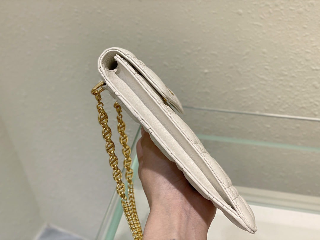 1:1 Replica Christian Dior Caro Phone Holder With Chain White, For Women, Women’s Handbags 7.5in/18.5cm CD - Image 3