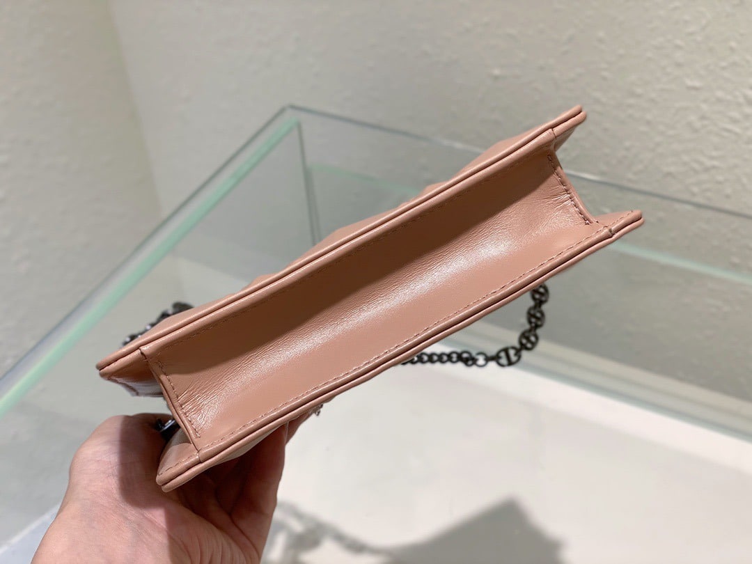 1:1 Replica Christian Dior Caro Zipped Pouch With Chain Pink, For Women, Women’s Handbags 7.5in/19cm CD - Image 7