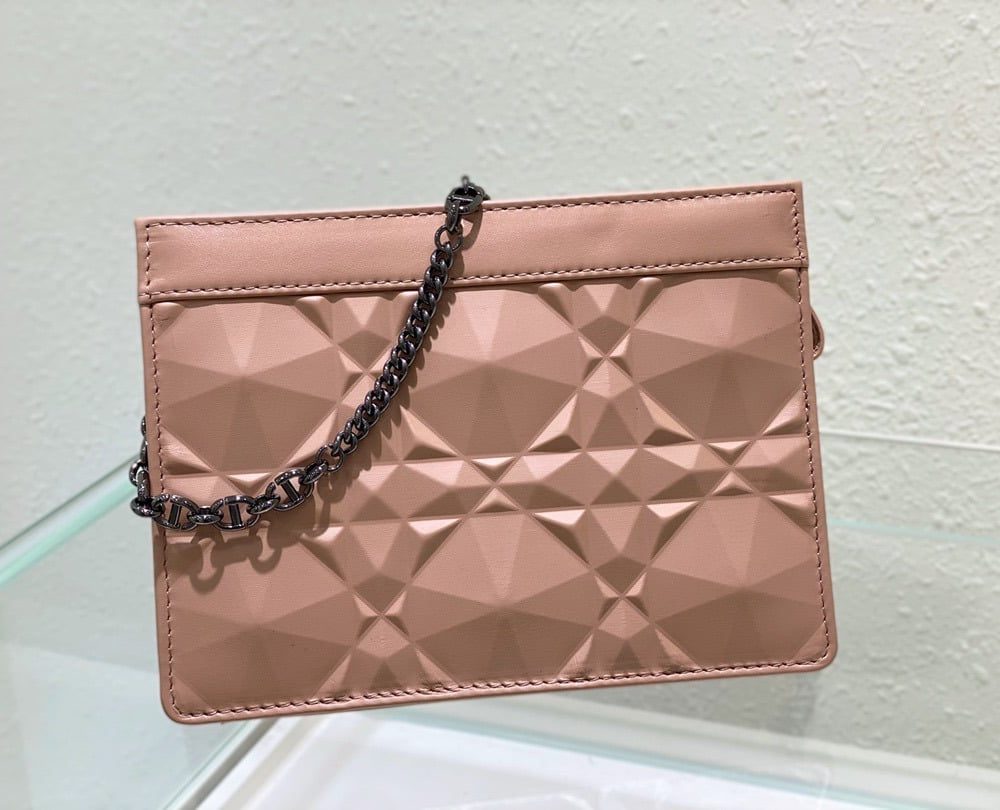 1:1 Replica Christian Dior Caro Zipped Pouch With Chain Pink, For Women, Women’s Handbags 7.5in/19cm CD