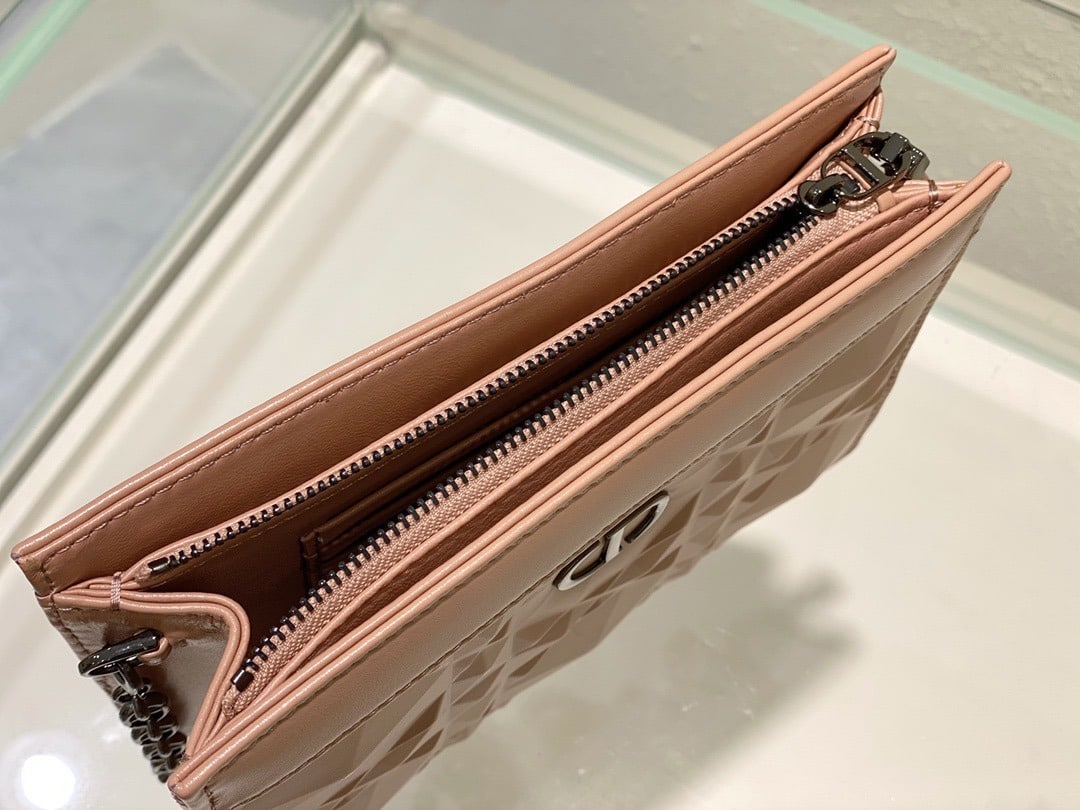 1:1 Replica Christian Dior Caro Zipped Pouch With Chain Pink, For Women, Women’s Handbags 7.5in/19cm CD - Image 8