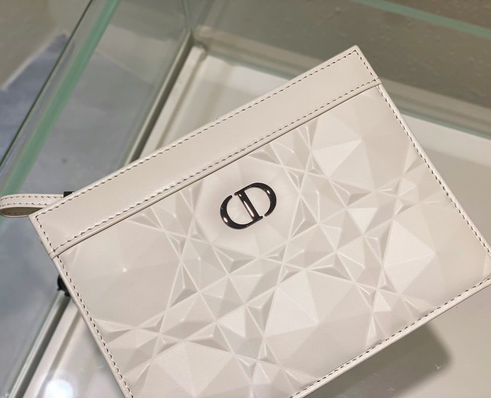 1:1 Replica Christian Dior Caro Zipped Pouch With Chain White, For Women, Women’s Handbags 7.5in/19cm CD