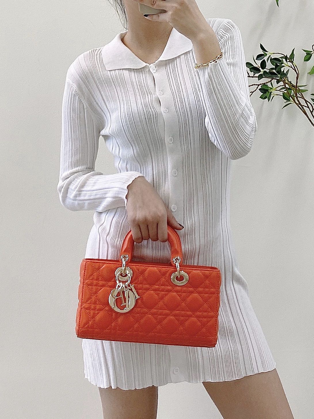 1:1 Replica Christian Dior Lady D-Joy Bag, Orange, For Women Women's Handbags, 26cm CD - Image 6