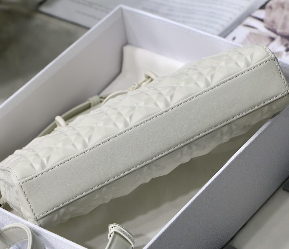 1:1 Replica Christian Dior Lady D-Joy Bag White Macrocannage Technical Fabric, White, For Women Women's Handbags, 26cm CD M0540OTID_M933