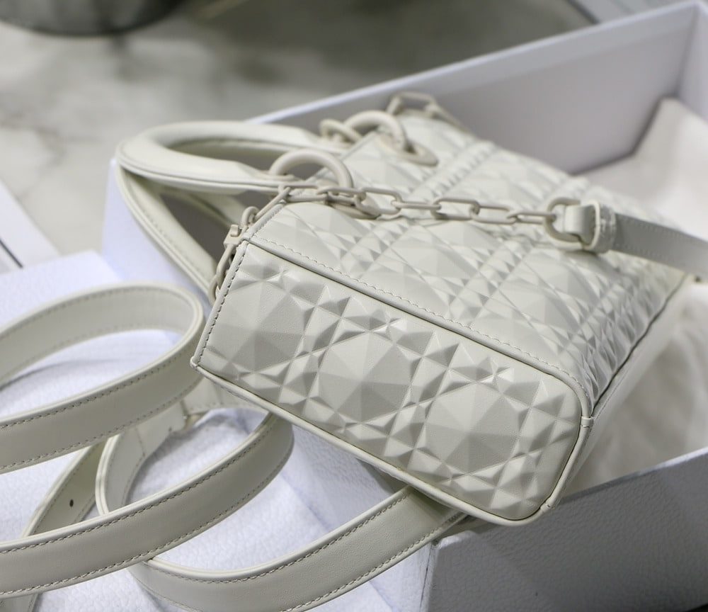 1:1 Replica Christian Dior Lady D-Joy Bag White Macrocannage Technical Fabric, White, For Women Women's Handbags, 26cm CD M0540OTID_M933