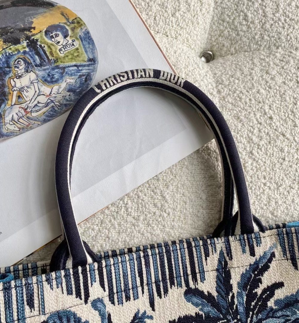 1:1 Replica Christian Dior Large Blue Multicolor Dior Book Tote Canvas For Women 42cm/16.5in CD