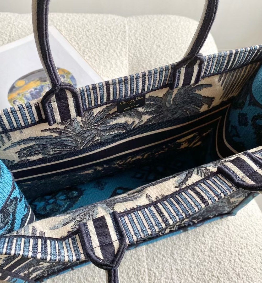 1:1 Replica Christian Dior Large Blue Multicolor Dior Book Tote Canvas For Women 42cm/16.5in CD