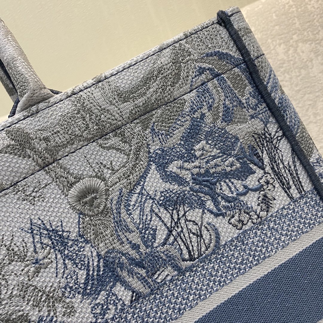 1:1 Replica Christian Dior Large Dior Book Tote Blue and White Cornely Embroidery, Blue, For Women Women’s Handbags, Shoulder Bags, 42cm CD M1286ZRGO_M928 - Image 5