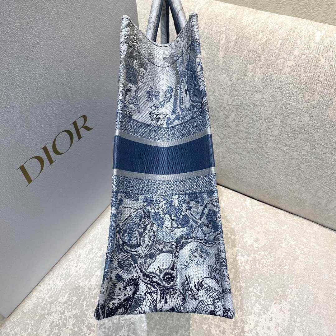 1:1 Replica Christian Dior Large Dior Book Tote Blue and White Cornely Embroidery, Blue, For Women Women’s Handbags, Shoulder Bags, 42cm CD M1286ZRGO_M928 - Image 4
