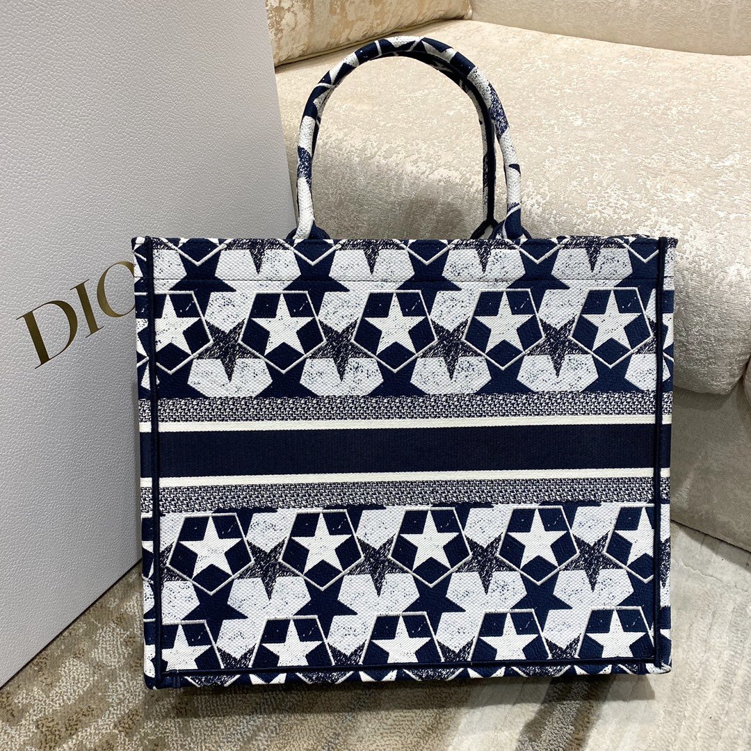 1:1 Replica Christian Dior Large Dior Book Tote Blue and White Dior Étoile Embroidery, Blue/White, For Women Women’s Handbags, 41cm CD M1286ZTQX_M928 - Image 9