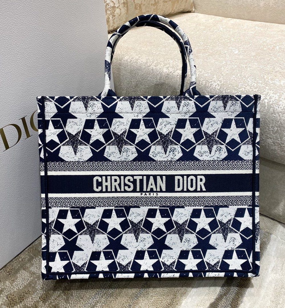1:1 Replica Christian Dior Large Dior Book Tote Blue and White Dior Étoile Embroidery, Blue/White, For Women Women’s Handbags, 41cm CD M1286ZTQX_M928