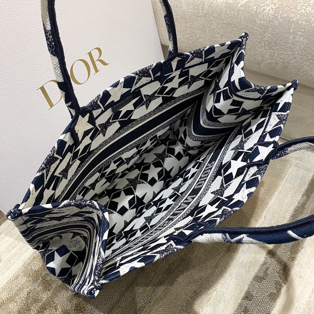 1:1 Replica Christian Dior Large Dior Book Tote Blue and White Dior Étoile Embroidery, Blue/White, For Women Women’s Handbags, 41cm CD M1286ZTQX_M928 - Image 6