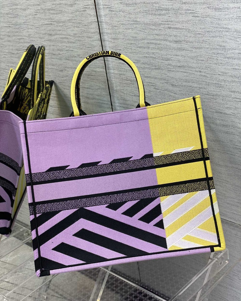 1:1 Replica Christian Dior Large Dior Book Tote Bright Yellow and Pink D-Jungle Pop Embroidery, Yellow/Pink, For Women Women’s Handbags, 41cm CD M1286ZRON_M886