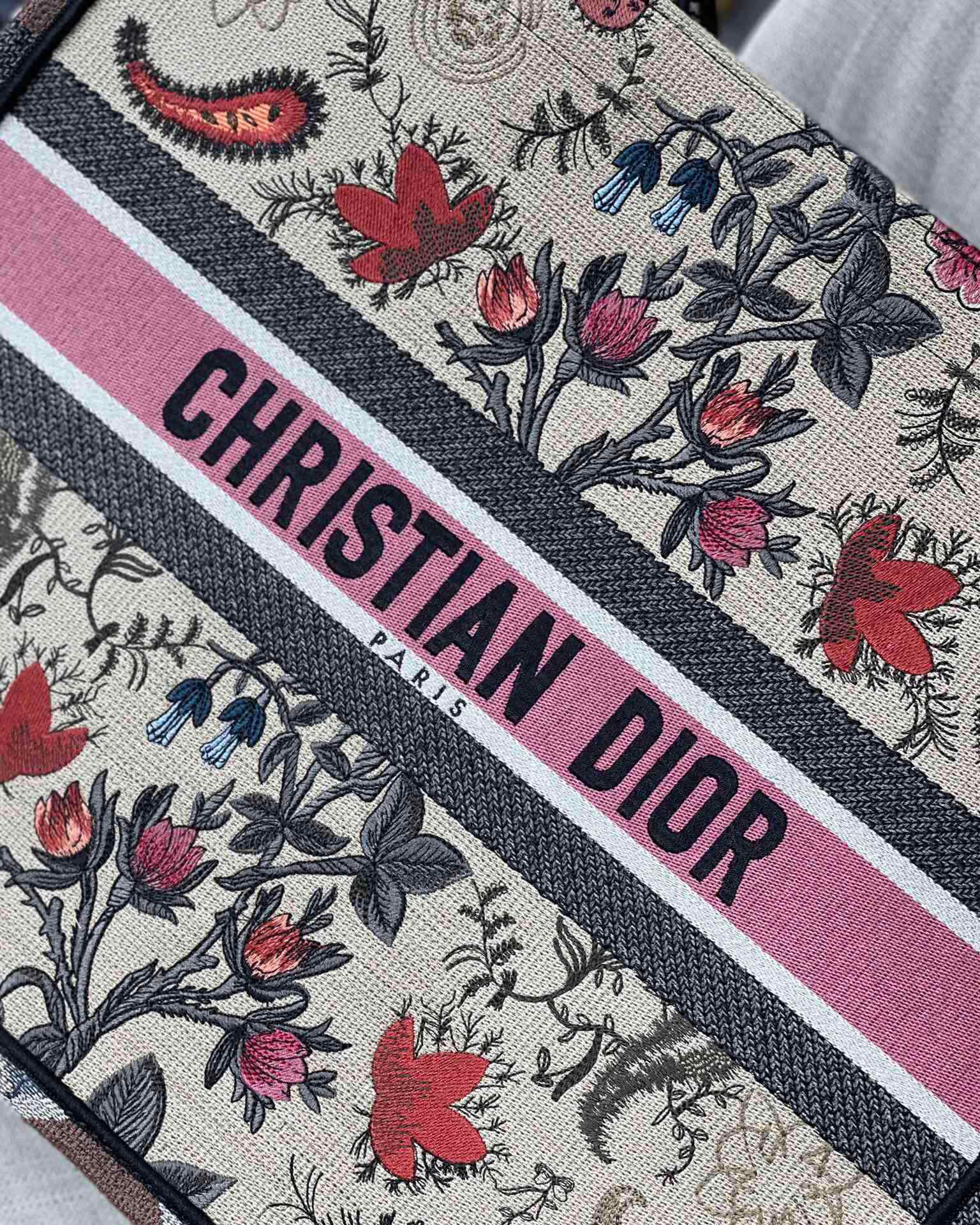 1:1 Replica Christian Dior Large Dior Book Tote Flowers Embroidery For Women 16.5in/42cm CD M1286ZRIW - Image 5