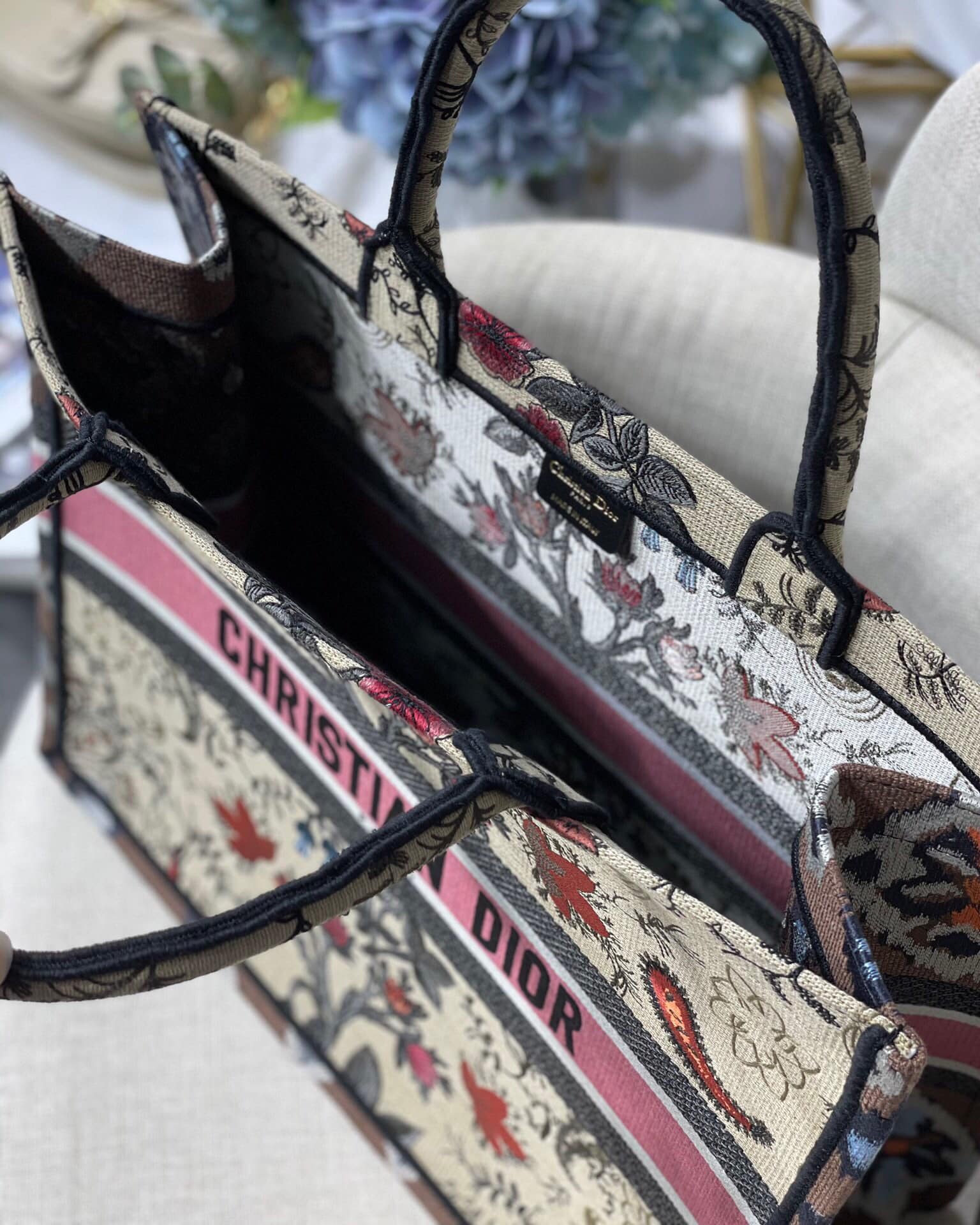 1:1 Replica Christian Dior Large Dior Book Tote Flowers Embroidery For Women 16.5in/42cm CD M1286ZRIW - Image 9