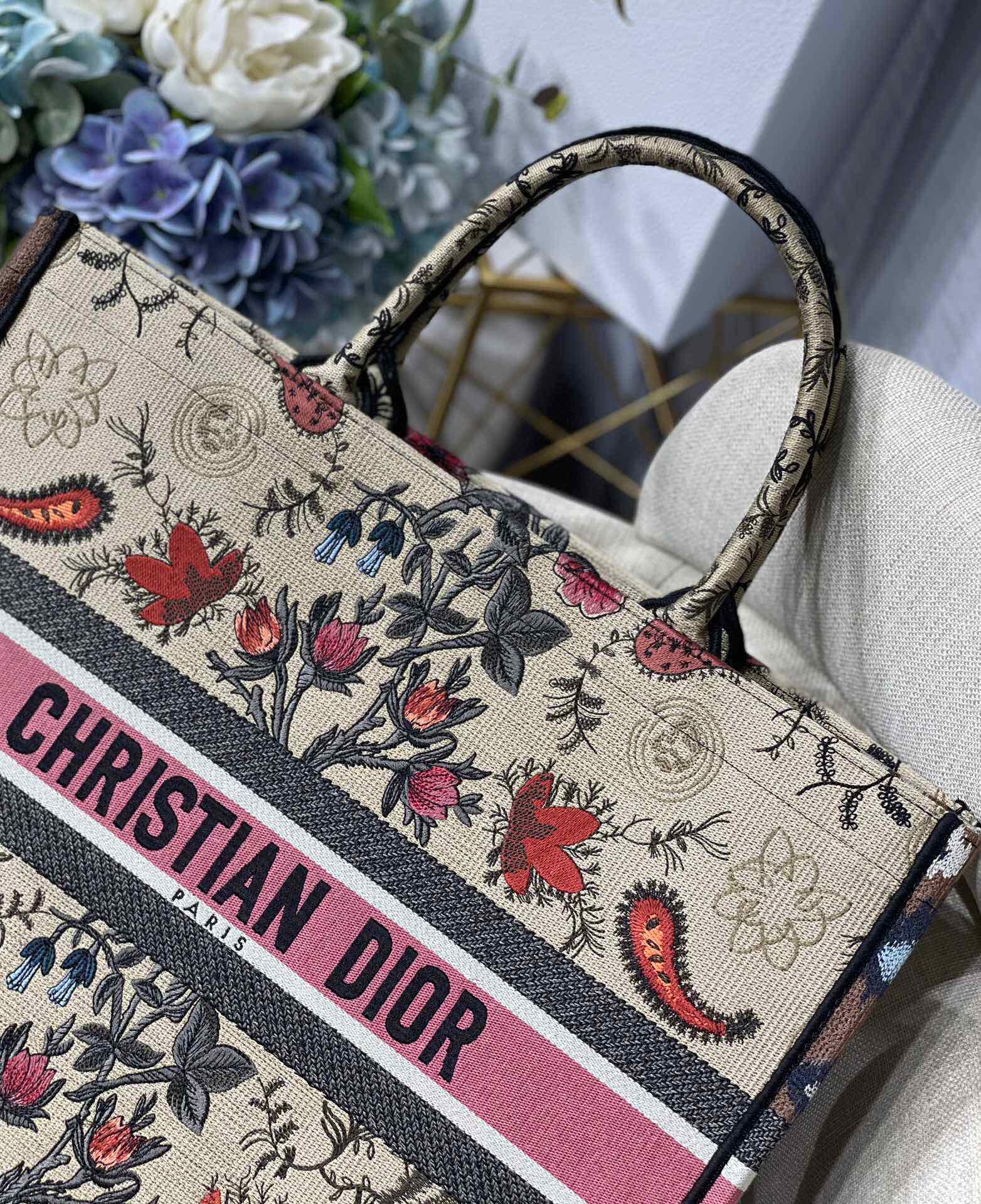 1:1 Replica Christian Dior Large Dior Book Tote Flowers Embroidery For Women 16.5in/42cm CD M1286ZRIW - Image 6
