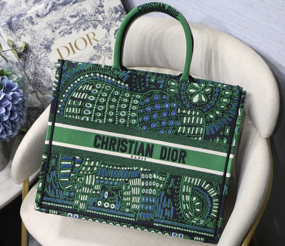 1:1 Replica Christian Dior Large Dior Book Tote Green Multicolor, For Women, Women’s Handbags 16.5in/42cm CD