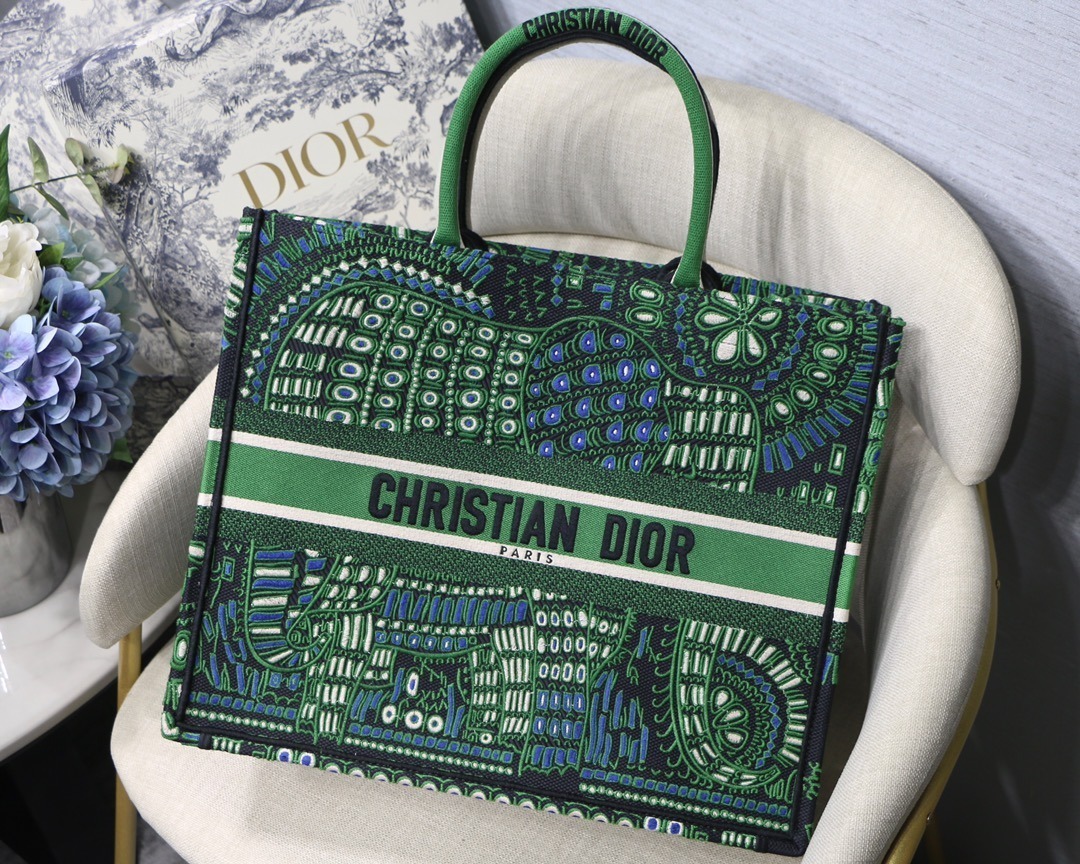 1:1 Replica Christian Dior Large Dior Book Tote Green Multicolor, For Women, Women’s Handbags 16.5in/42cm CD